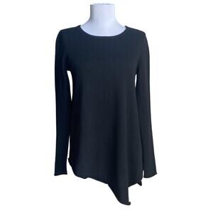 SAKS FIFTH AVENUE 100% Cashmere Asymmetric Tunic Sweater SZ S Black Luxury Boho